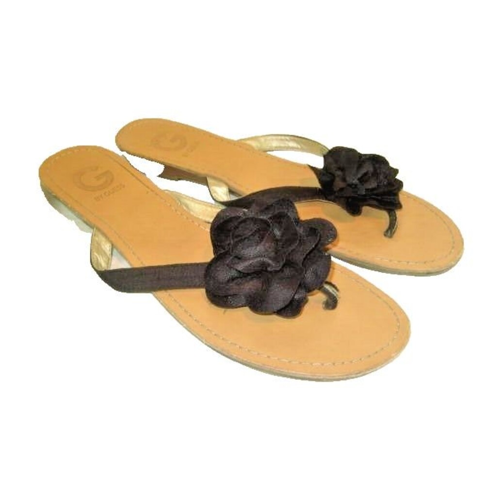 Womens Guess Flip Flop Black Textile SlipOn Casual Flats sz 10 M